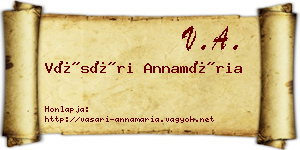 Vásári Annamária névjegykártya